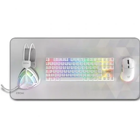 Krom Klass Pack Gaming 4 en 1: Teclado Mecánico TKL RGB + Ratón Óptico 7200 DPI + Auriculares 50mm + Alfombrilla Blanca